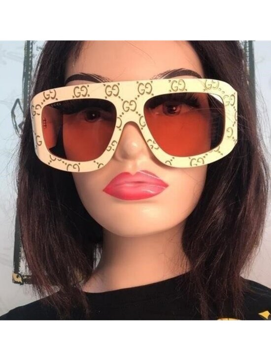 New Authentic Gucci Cream Sunglasses with Orange Lenses GG0983S 001 main image 11